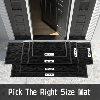 Yimobra Doormat Outdoor Entrance 29.5x17, All-Weather Waterproof Outdoor Mats for Front Door, Non Slip Welcome Door Mat for Patio Proch Outside Entryway Indoor, Black