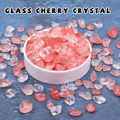 500 pcs Natural Chip Stone Beads, Glass Cherry Crystal 5-8 mm Irregular Gemstones Healing Crystal Loose Rocks Bead Hole Drilled for Jewelry Making Bracelet