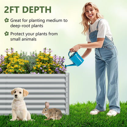 Giantex 6x3x2ft Raised Garden Bed, Large Metal Elevated Rectangular Planter Bed, 271 Gallon Capacity, Outdoor Planting Garden Box for Vegetable Flower Herb Grow (Grey)