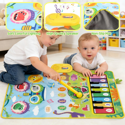 Baby Toys for 0-6 months, Dinosaur Musical Mat Montessori Sensor Toys 1 Year Old, Sensory Early Educational Musical Learning Toys, Christmas Birthday Easter Gifts for 2 3 4 Year Old Toddler Boys Girls