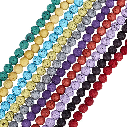 OLYCRAFT 470pcs 10 Colors 8mm Lava Beads Dyed Volcanic Rock Beads Chakra Energy Lava Bead Round Gemstone Loose Bead for Bracelet Jewelry Making DIY Crafts