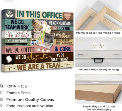 Inspirational Canvas Wall Art in This Office We are a Team Motivational inspiring Quotes Painting Pictures Wall Decor Poster Print Artwork for Man Cave Home Decoration