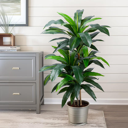 Yepdin Artificial Dracaena Tree 4FT, Fake Tree with Plastic Pot, Fake Tropical Yucca Floor Plant, Lifelike Foliage and Branches, Artificial Plants Indoor for Home Office Living Room Decor Indoor