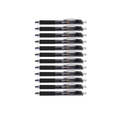 Amazon Basics Retractable Gel Pens, Fine Point 0.7mm, Smooth Writing, Black, No Smudge, School and Office Supplies, 12-Pack