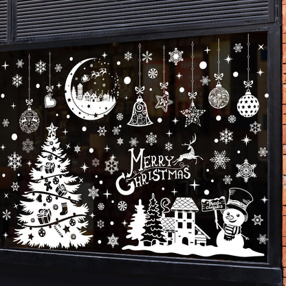 YLXLLSM Christmas Window Clings Decorations for Glass Window, 9 Sheets Winter Snowman Tree Snowflake Christmas Stickers Decoration, Double Sided Removable Xmas Decal for Home Party School Office Decor