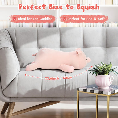 MaoGoLan Pink Pig Stuffed Animal Plush Pillow– 24" Giant Stuffed Pig Toy, Soft Hugging Piglet Toy for Kid Girl Boy & Adults, Perfect Piggy Birthday Gift, Baby Shower Party Favor Decor
