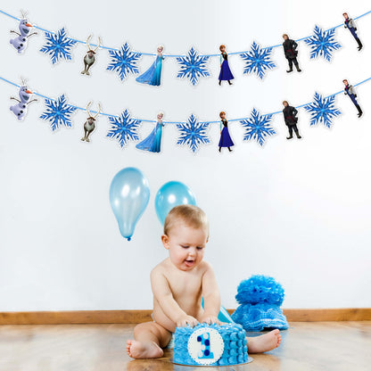 Frozn Garland Decoration – ICY Winter Theme Hanging Garland for Birthday Celebration Setup, Wall and Backdrop Display, Party Room Styling, Photo Area Decoration, and Cool Blue Themed Event Décor