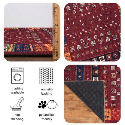 Keen Home Design 5x7 Rug - Machine Washable Area Rug with Non-Slip Backing, Ideal for Living Room, Dining Room, Bedroom - Vintage, Easy Clean, Durable, Low Pile Rug - (5' x 7')