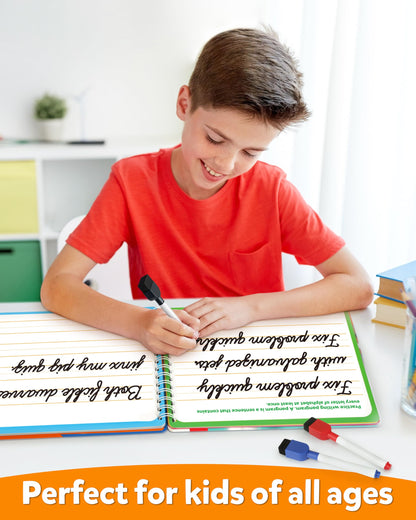 Coogam Magic Practice Copybook for Kids Age 3-12, Dry-Erase Writing Practice Book - Cursive Handwriting Aid With Alphabet Nmubers Words Sentences for Children and Beginners