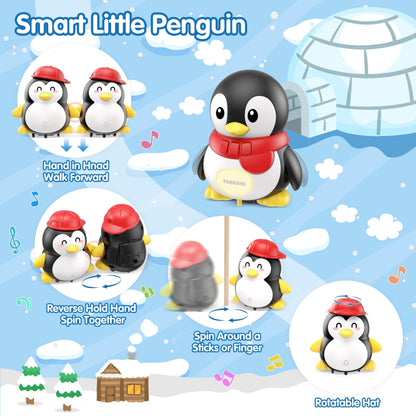 Baby Toys 6-12 Months Musical Dancing Talking Penguin Tummy Time Toys Set Mama and Babys, Light Up Crawling Repeating Words Interaction Newborn Infant Toddler Toys Birthday Easter Gifts for Kids