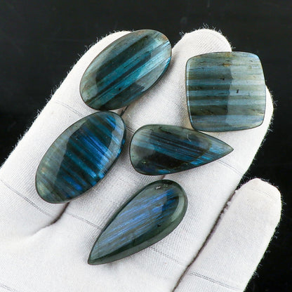 CRYSTALIS 5pcs, Magic-Pattern Labradorite Loose Gemstone, Natural Wholesale Bulk Cabochons Jewelry Making Supply, Chakra-Healing Polished Stone, Wire Wrapping, DIY, Gem Collection [Size : 20-30mm]