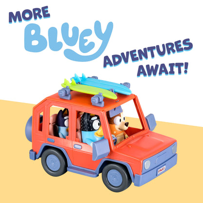Bluey Heeler 4WD Family Toddler Toy Car with 4 Figures, Surfboards and Sticker Sheet, Pretend Play, Bluey Toys for Kids Ages 3+, Amazon Exclusive