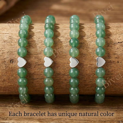 Bivei 6mm Green Aventurine Crystal Stretch Bracelets for Women, Handmade Natural Stone Beaded Bracelet, Yoga Protection Jewelry Gift