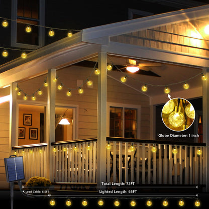 Joomer Solar String Lights Outdoor, 65FT 100LED Globe String Lights 8 Lighting Modes, Waterproof Solar Powered Patio Light for Garden Yard Porch Wedding Party Outdoor Decor (Warm White)