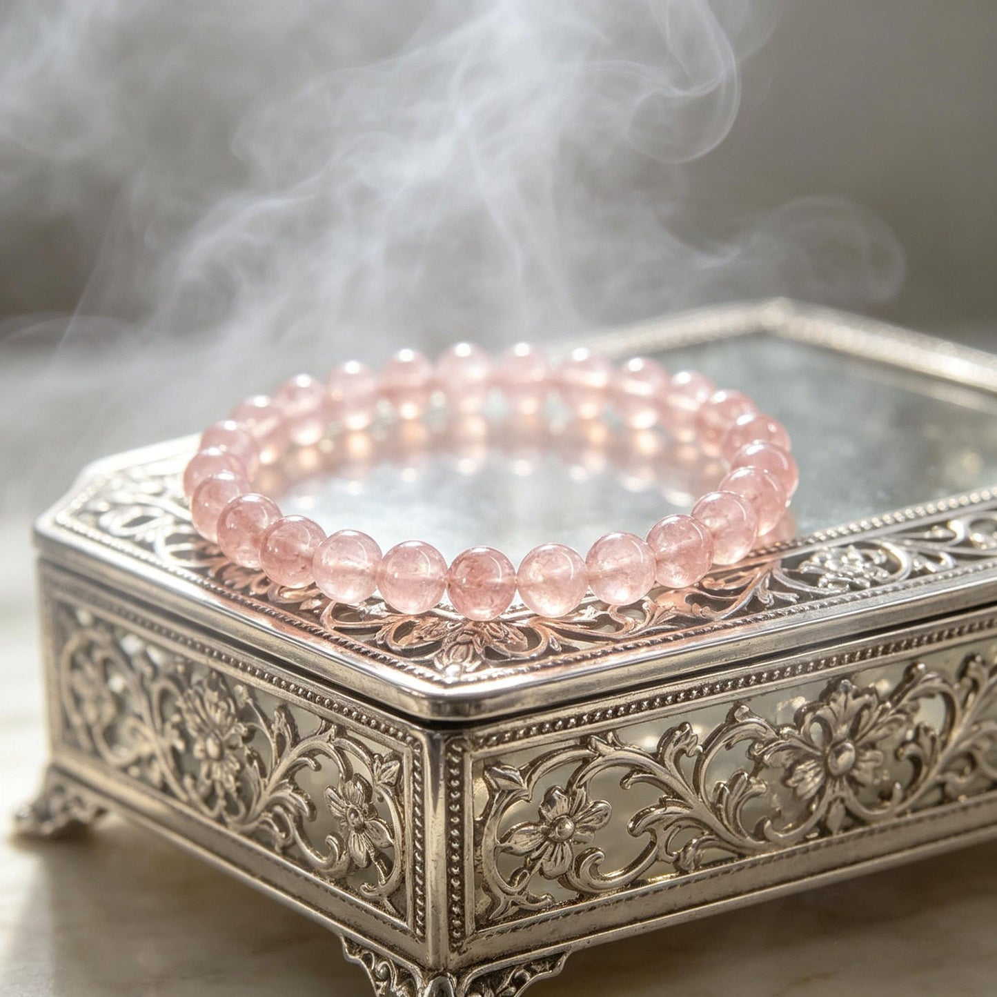 Rose Quartz Crystal Bracelet, Enhance Compassion & Positive Vibes Spiritual Jewelry Heart Healing Rose Quartz Beaded Bracelet, Soothing Energy Stone for Anxiety Relief