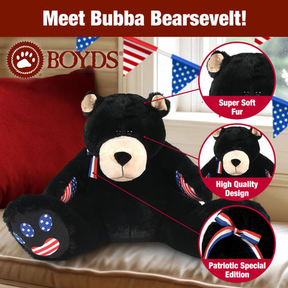 Enesco Boyds Bears 45th Anniversary Bubba Bearsevelt Plush Teddy Bear Stuffed Animals, Collectible Premium Soft Teddy Bear Plushies for Ages 1+ and Up, Patriotic Black Bear with USA Flag, 14 Inch