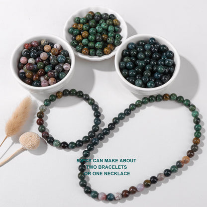 Risyfjew 50PCS 8mm Natural African Turquoise Beads Gemstone Round Loose Beads for Jewelry Making Chakra Crystal Stone Beads for Bracelets Necklace Earrings Making Supplies (50pcs/Strand)