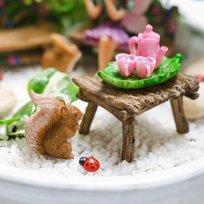 PRETMANNS Fairies for Fairy Garden Accessories for Outdoor - Figurine Bella and Furniture for Miniature Set with Squirrel, a Bunny, 4 Ladybugs - Ideal for Fairy Garden Starter Kit - 14 Piece Supplies