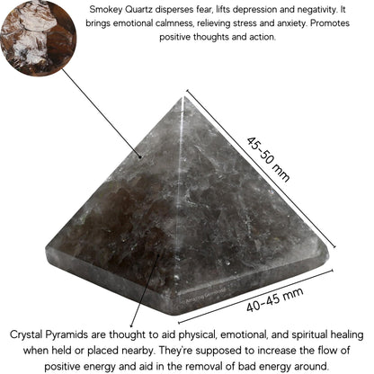 Amazing Gemstone Smoky Quartz Pyramid Crystal Healing Stones - 2" Great Pyramid Figurine of Natural Stone Pyramid for Meditation, Reiki, Chakra Balancing and Crystal Pyramids Grid