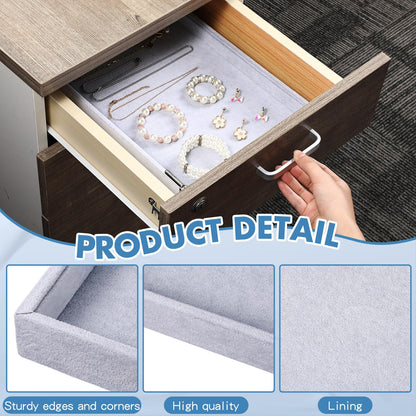 Quelay 4 Pcs Stackable Jewelry Tray Jewelry Organizer Tray Showcase Display Empty Plate Bracelet Ring Earring Organizer (Grey)