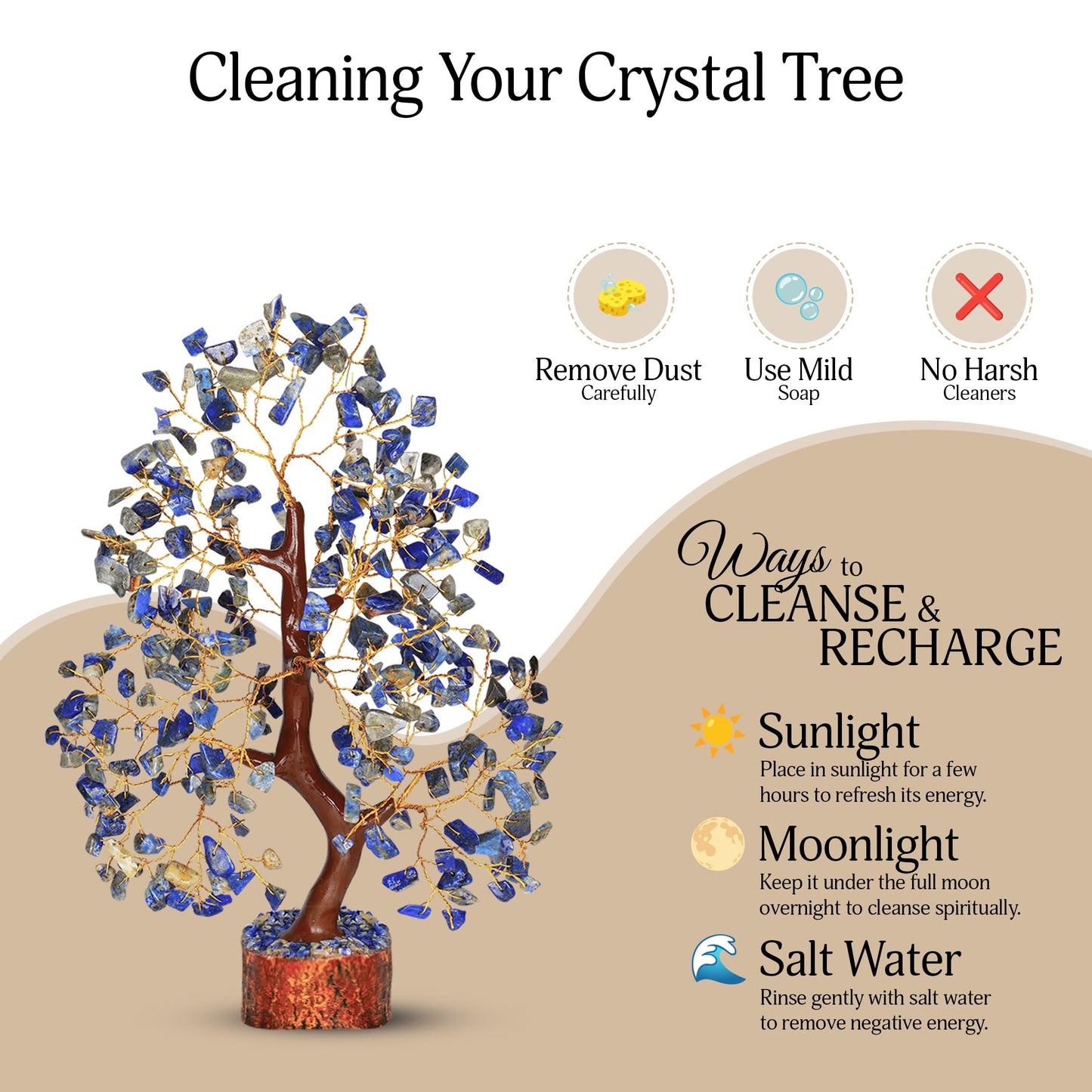 YATSKIA Lapis Lazuli Crystal Tree of Life - Healing Crystals and Stones - Crystals Decor - Crystal Gifts for Women - Good Luck Gifts