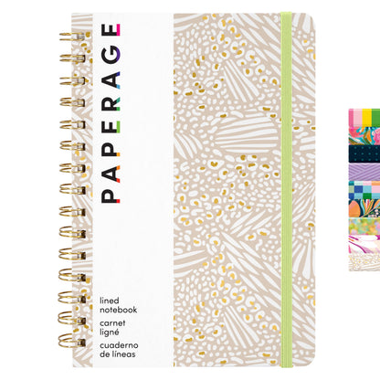 PAPERAGE Lined Spiral Journal Notebook, (Golden Safari), 160 Pages, Hardcover Journal for Women & Men, Medium 5.5 in x 8 in - 100 GSM, Thick Paper, Spiral Notebook for Work, School & Journaling