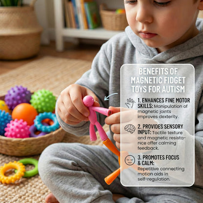 MAGMEN Magnetic Fidget Toys 40PC Ultimate Set - 20 Classic + 20 Enhanced Grip X3 - STEM Travel Toys Kids ADHD Autism - Easter Basket Stuffers Family Pack - Desk Toys Adults