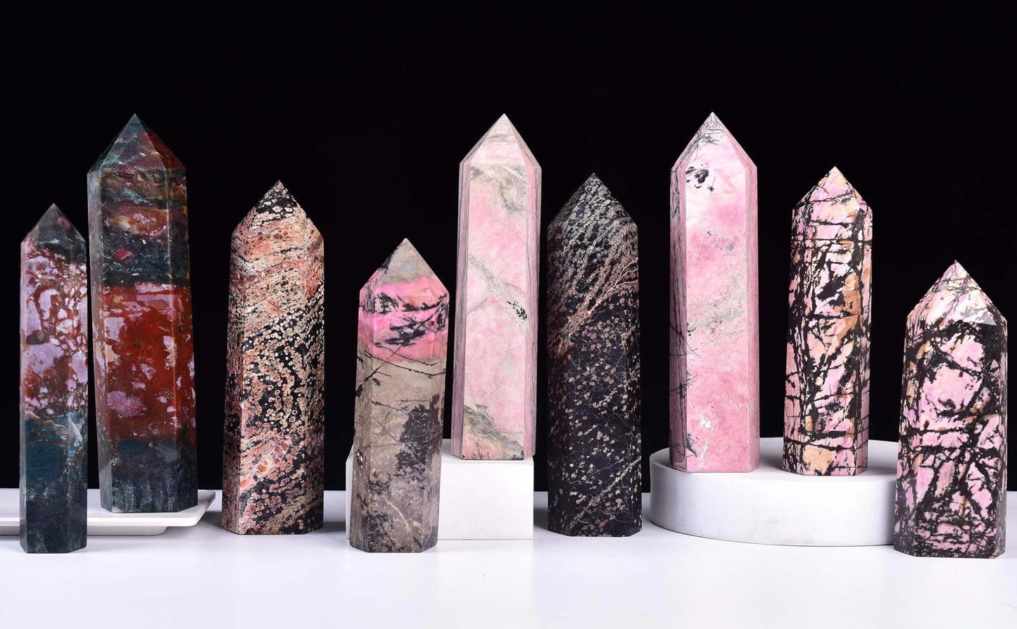 Rhodonite Stone Tower Obelisk Healing Crystal Stone Wand Natural Reiki Meditation Gifts 1.7-2.2 LBS