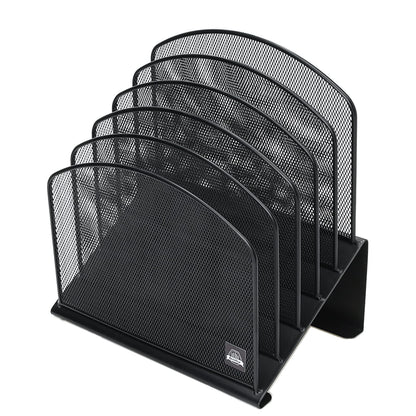 Delifox Inclined Desk File Organizer,Vertical File Folder Holder Stand Metal Rack File Sorter for Office Classroom Desktop Organization