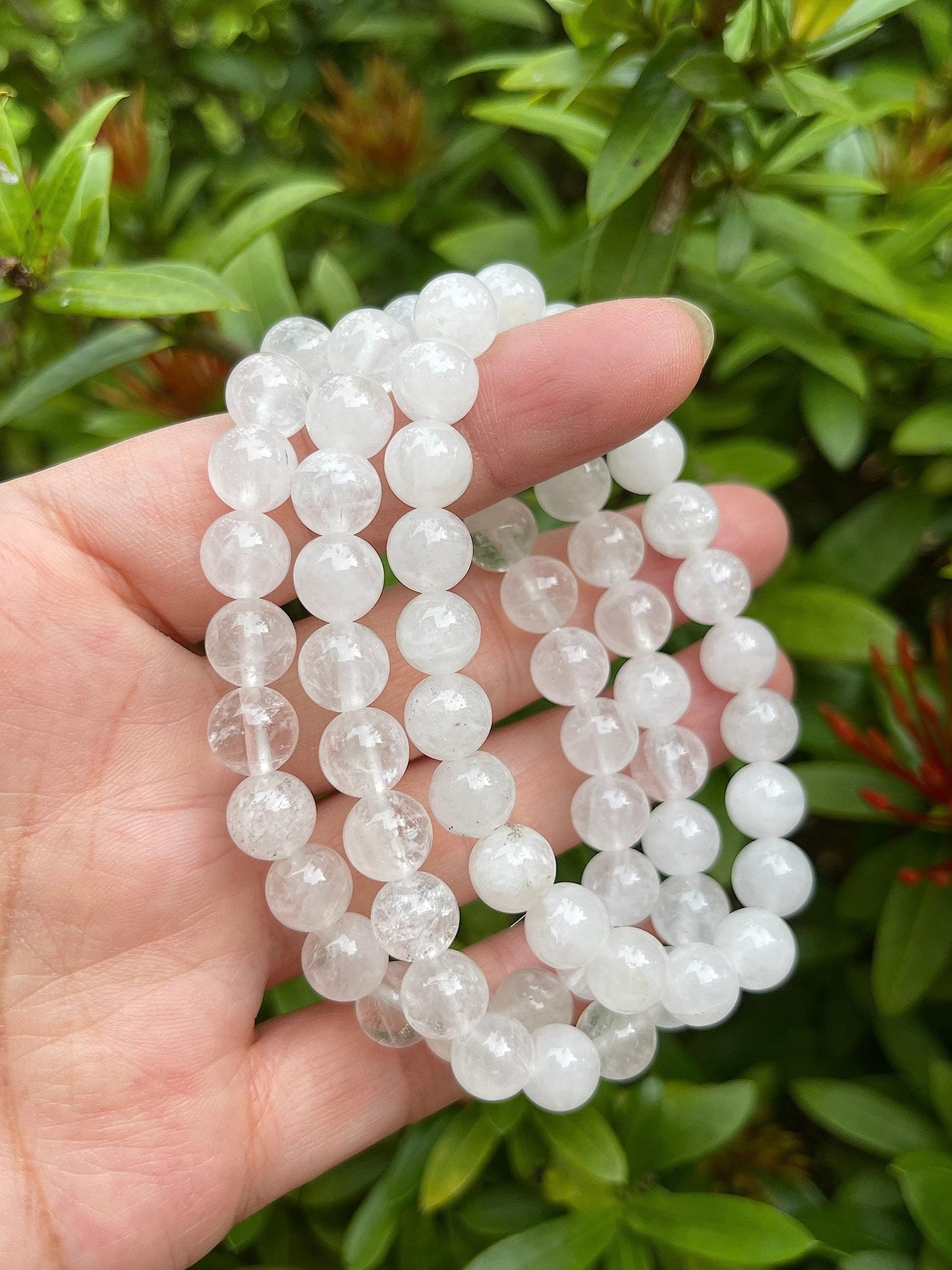 GAF TREASURES Clear Quartz Crystal Bead Bracelet 8mm, Genuine Clear Quartz Stretch Gemstone Bracelet, Healing Crystal Bracelet, Gift for Men & Women (1)