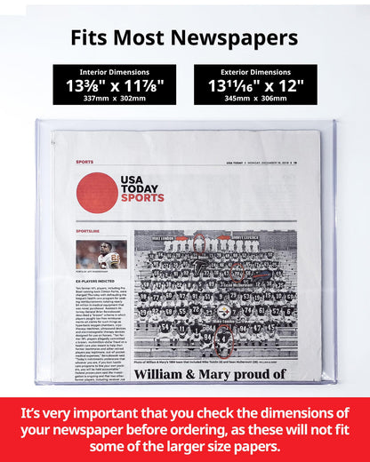 LEEFLIT Newspaper Toploader Holder - 7mm Thick Hard Plastic Top Loaders, 13 x 11, 5 Count, Clear, LF-NPTL-5BL250PT