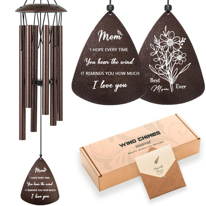 Gifts for Mom from Daughter Son, 32" Bronze Wind Chimes, Best Mom Ever Gift for Mama Mother in Law