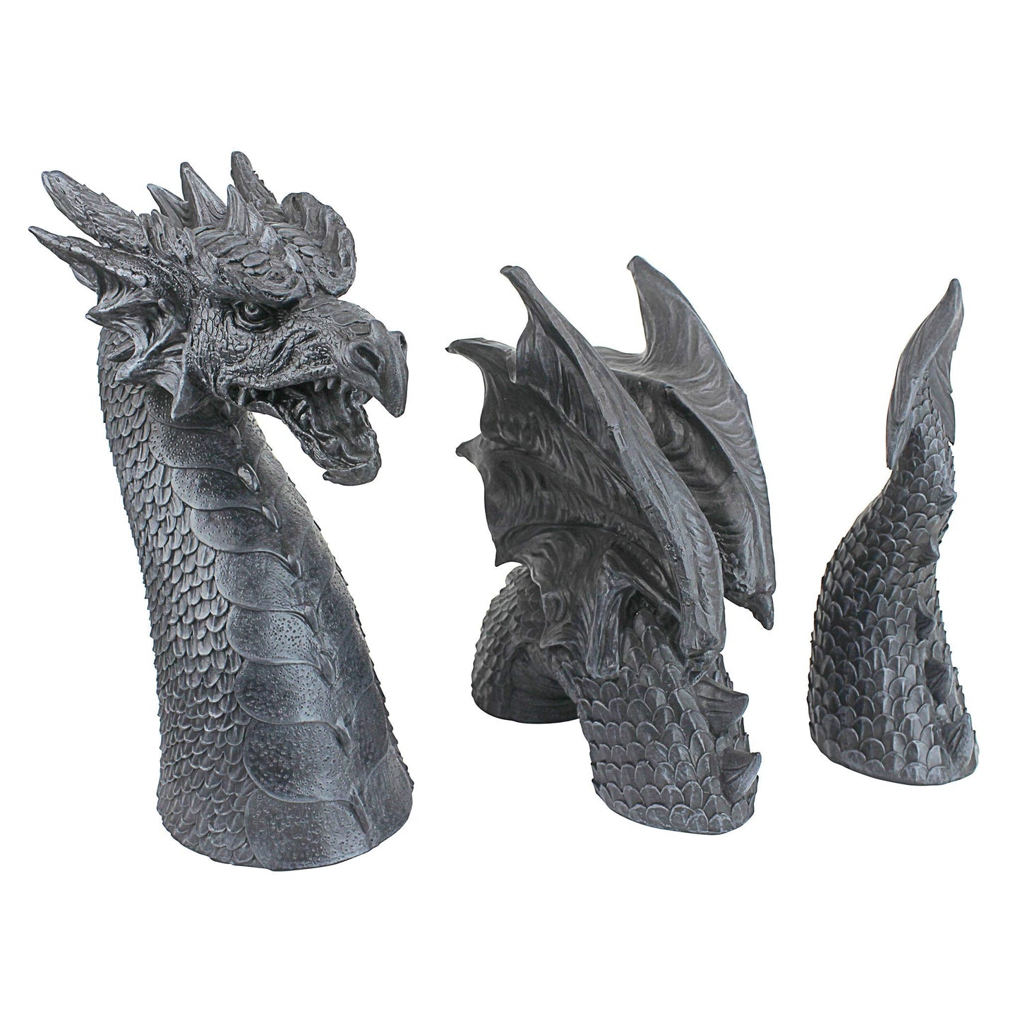 Design Toscano The Dragon of Falkenberg Castle Moat Lawn Garden Statue, 28 Inch Long, 14 Inch Tall, Cast Stone Resin, Gray Stone Finish