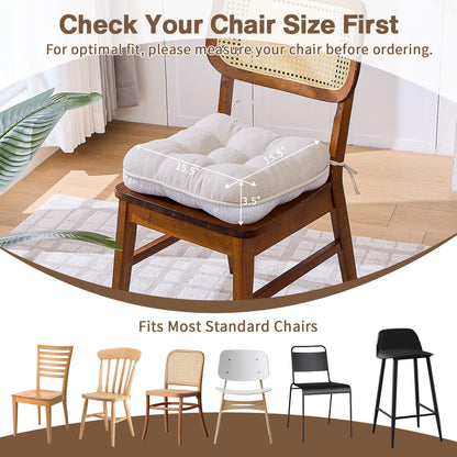 BETU Chair Cushions for Dining Chairs Set of 4,3.5" Thick Kitchen Table Chair Pads with Ties,Non Slip Backing and Covers, Seat Cushion for Dining Room,Bar,Patio Chairs,15.5"X15.5"X3.5",Beige