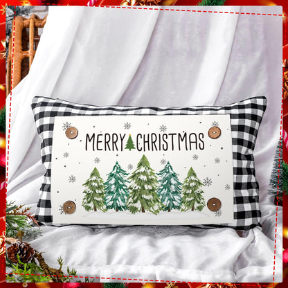 Hahafelt Seasonal Holiday Throw Pillow Cover with 12 Interchangeable Pillow Panels 250th Anniversary 4th of July Pillowcase Summer Rectangle Canva Lumbar for Home Decoration(Black and White Checkered)