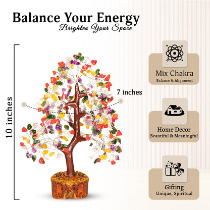YATSKIA Mix Chakra Tree - Gemstone Tree of Life - Crystal Gifts for Women - Gemstones and Crystals - Crystal Trees for Positive Energy - Meditation Gifts