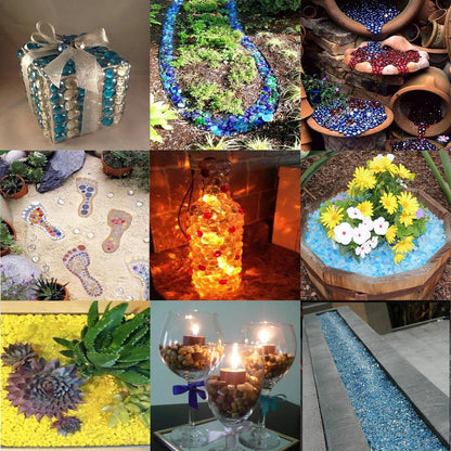 Kleuete 10 Pound Fire Pit Glass 1/2 Inch Reflective Round Fire Glass Drops Beads Rocks for Natural or Propane Fire Pit and Landscaping Pacific Blue