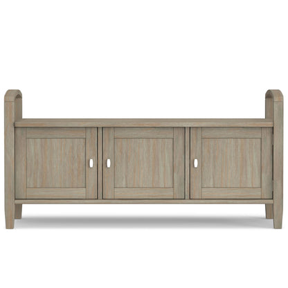 SIMPLIHOME Warm Shaker Entryway Storage Bench - 44 inch Wide Solid Wood Storage Seat in Distressed Grey, Transitional Bench Seat for Mudroom or Living Room with Lift-Up Lid and Shaker-Style Panels