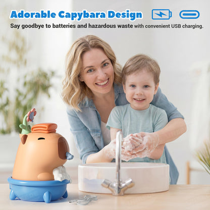 UNEEDE Capybara Hand Soap Dispenser, Automatic Touchless Foaming with Advanced Sensor, IP7 Waterproof, Portable & Wall Mount Rechargeable, 9.5oz/280ml, Cute Soft Silicone for Bathroom, Decor Gifts
