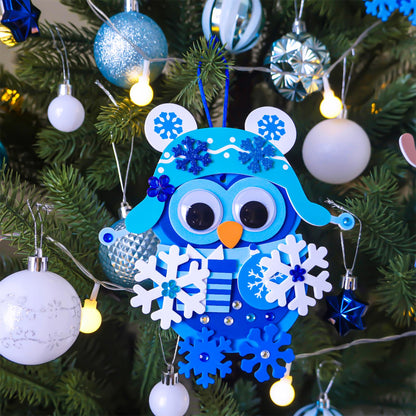 Winlyn 24 Sets Winter Craft Kits Christmas Crafts DIY Snowflake Owl Ornaments Decorations Craft Kit Festive Foam Stickers Winter Arts and Crafts for Kids Holiday Home Classroom Activities Party Favors