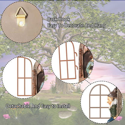 Thyle 4 Pieces Garden Gnomes Outdoor Tree Hugger Gnome Fairy Statue Elf Out the Door Resin Figurine Hanging Ladder Decoration Tree Faces Decor Outdoor for Patio Yard Lawn(Rustic Style)