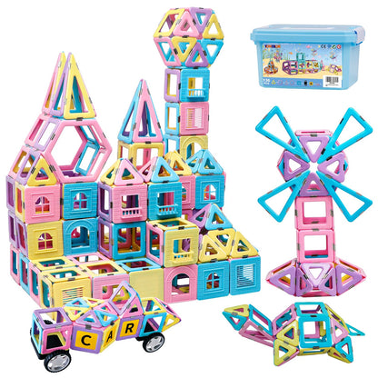 Magnetic Tiles Building Blocks Toys for Kids, 136 Pieces 3D Creative Castle Construction Magnetic Stacking Set Preschool Intelligence STEM Toys for Girls Boys Age 3years and Up (Educational Set)