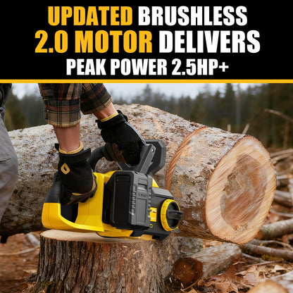 Pyrcruax 40V(20V*2) 16" Brushless Chainsaw Cordless, Electric Chainsaw Fully Compatible with DeWalt 20V MAX, Auto-Oiling, Tool-Free Tensioning, Safety Chain Brake, Batteries and Charger Not Included
