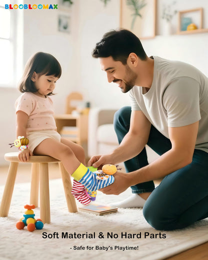 Bloobloomax Baby Soft Hanging Rattle, Wrist Rattle and Hand Foot Rattle Toy, Car Seat Stroller Toys with Plush Animal C-Clip Ring for Infant Babies Boys and Girls 3 6 9 to 12 Months (12PCS-G)