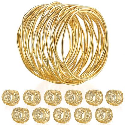 URWOOW Twisted Wire Mesh Napkin Rings Holders Décor Dinner Party Wedding Christmas Gathering (Gold 12pcs)