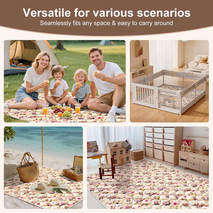 Baby Play Mat - 65" X 50",Premium Thicker Foam Machine Washable, Extra Large Anti-Slip Soft Cushioning Foam Playmats for Babies and Toddlers, Foldable Baby Crawling Mat for Playpen