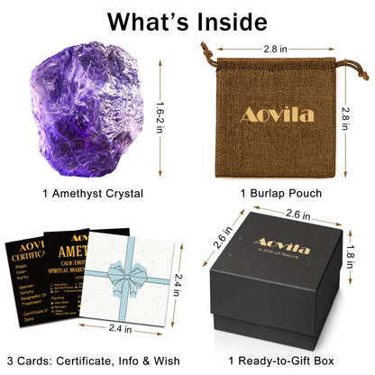 AOVILA Amethyst Natural Raw Crystals, Birthday Gifts for Women-Large 1.6-2" Rough Stones Crystal for Wicca Reiki Crystal Healing,Positive Energy, Unique Gifts for mom sisiter Men