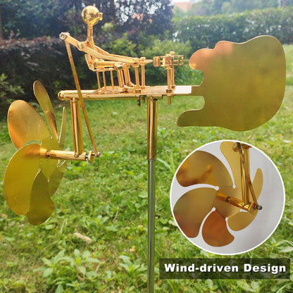 Garden Rock Band Windmill,Metal Drummer Player Windmill–Wind Powered Yard Art Sculpture, Garden Decor for Lawn, Patio, or Courtyard–Outdoor Percussionist Figurine Gift(Drummer)