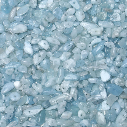 ZHIYUXI 400pcs Aquamarine Beads 5-8mm Healing Crystals Gemstones for Bracelet Making 2 Strands Irregular Stone Loose Rocks Bead for Jewelry Making Hole Drilled DIY Necklace Craft Gifts