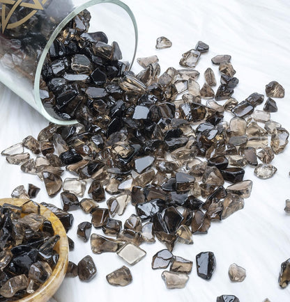ZAICUS Smoky Quartz Crystal Chips Bulk Gemstone Valentine Gift, Healing Crystal Natural Irregular Shaped Crushed Stone Reik Healing Tumbled Chips Crystal Chips for Witchcraft & Jewelry Making 1 Lb
